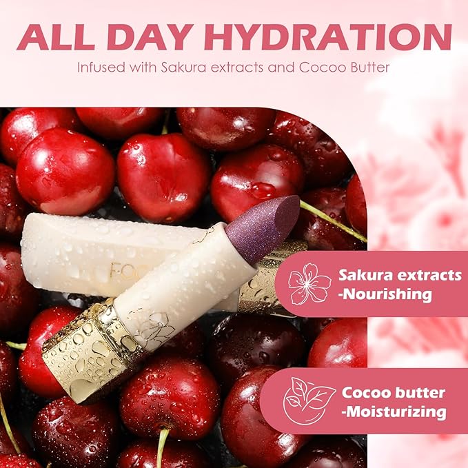 FOCALLURE Moisturizing Shiny Lipstick,Pearl Shimmery Finish,Hydrating Tinted Lip Balm with Creamy Texture,Long Lasting High Pigmented Lip Stain,Killer Queen