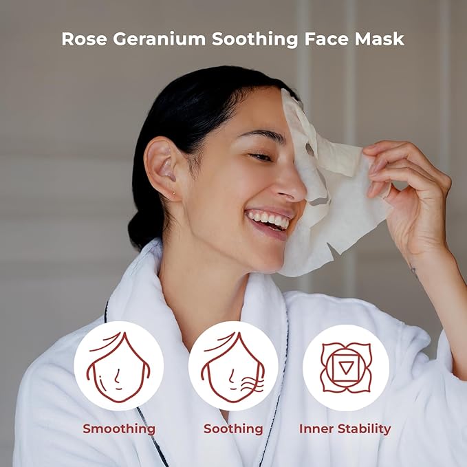 INNA ORGANIC Sheet Mask - After Sun & Self Love, EWG & COSMOS Certified (Pack of 5) | Rose Geranium Essential Oils Infused Skin Care | Luxury Clean Beauty