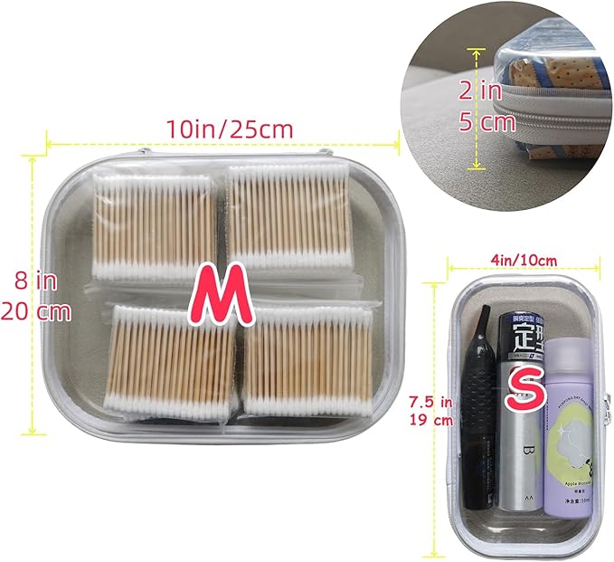 Clear Hard Shell Zipper Case Upgraded Thicker Transparent Pencil Case Toiletry Pouch, Clear Zipper Pouches Hard Shell Travel Organizer, Cosmetic Bag, Lidded Storage Bins Playroom Toy Bin (SSM)
