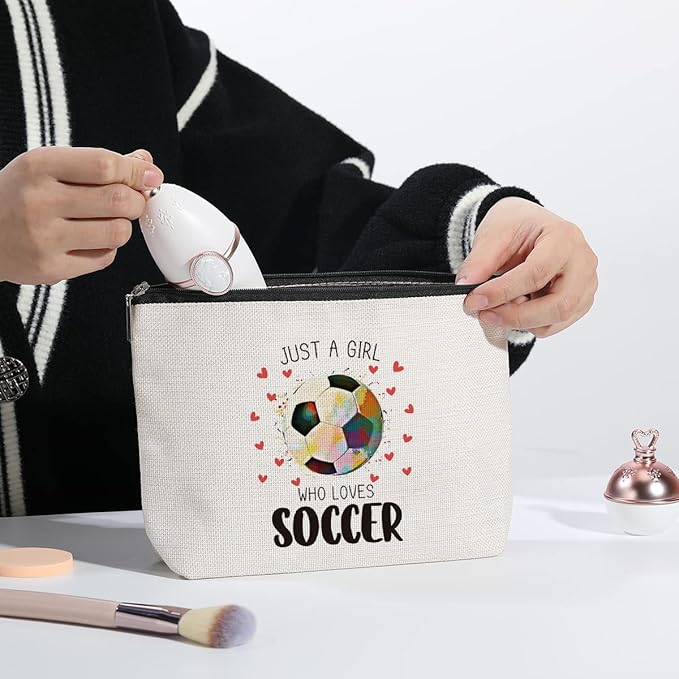 KDXPBZ Soccer Cosmetic Bag - Coach & Team Gifts for Lovers, Players, Fans - Birthday Gifts for Women, Friend, Sister, BFF, Bestie