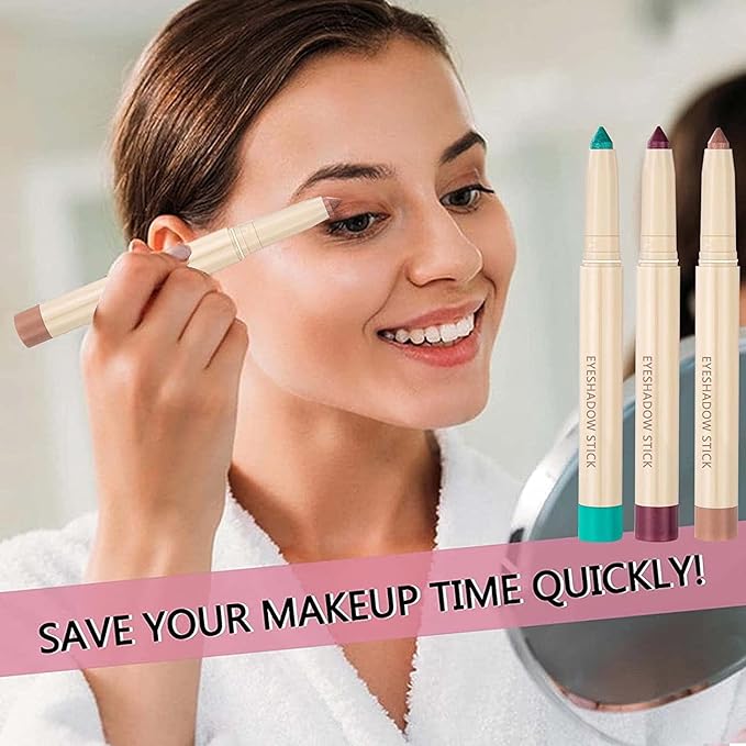 Eyeshadow Pencil Makeup, Waterproof Hypoallergenic Long Lasting Crayon, Highlighter Matte Cream Eye Shadow Stick, Glitter Primer Palette Shimmer Eyeliner Pen, Cocoa Matte