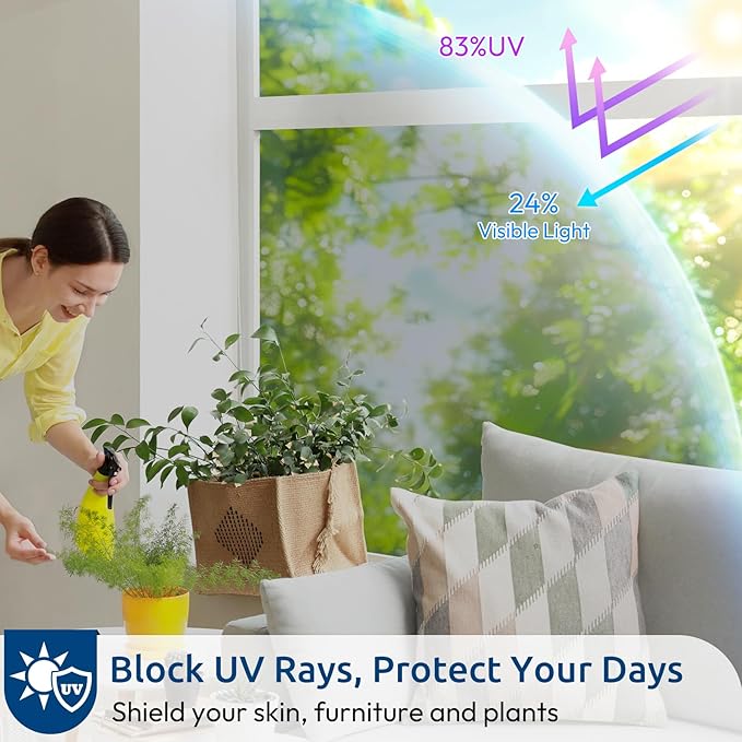 rabbitgoo Window Privacy Film One Way Window Tint for Home, Removable Reflective Heat Sun Blocking Anti UV Glass Door Covering, Mirror Tinting Film House Office, 29.5 in X 6.5 Feet, Silver