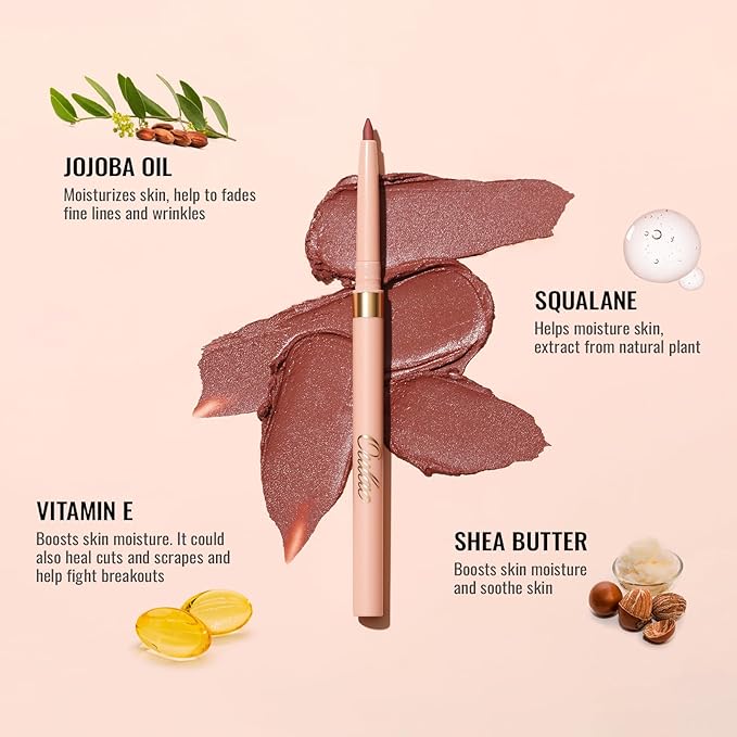 Oulac Waterproof Lipliner Pencil - Smooth and Creamy, Retractable Lip Makeup for Precision Application, Vegan & Cruelty-Free, LL03 Naked Liner