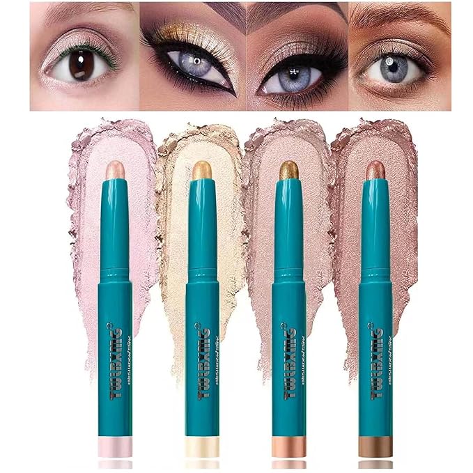 Eyeshadow Stick Eye Shadow Brightener Stick Eyeliner Pencil Cream Shimmer Glitter Smooth Eyeshadow Stick Pencil Nude Korea Primer Highlighter Natural Waterproof Long Lasting Rose Gold Shimmer # 03