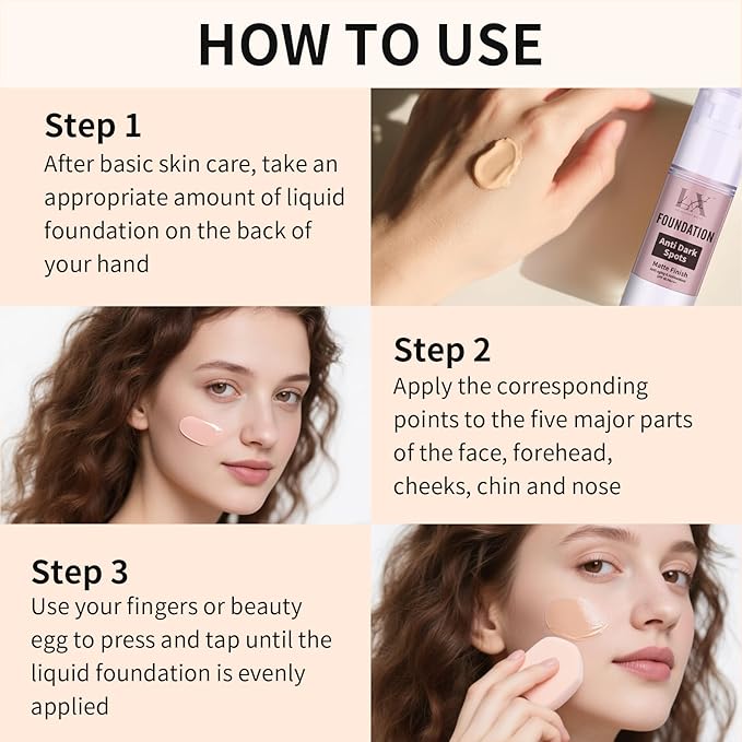 Anti-Dark Spot Liquid Foundation - Collagen Serum Foundation Infused with 2% Niacinamide, High Coverage For A Smooth & Satin Finish, 408 Deep