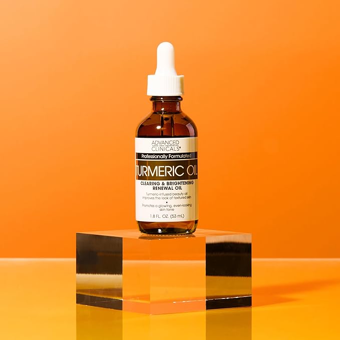 Advanced Clinicals Turmeric Oil Serum For Face | Facial Skin Care Serum With Jojoba + Coconut Oil To Improve Appearance Of Dark Spots & Uneven Skin Tone | Antioxidant Dry Skin Moisturizer, 2-Pack