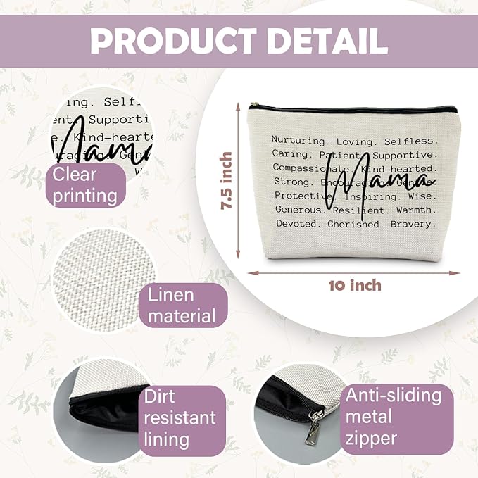 Mama Makeup Bag, Mother's Gifts for Mama, Mama Mom Gifts from Daughters Sons, Mama Makeup Bag Cosmetic Pouch