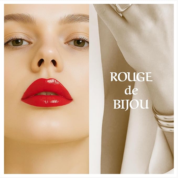 PARIS ROUGE de BIJOU Jewel Shine Lipstick – 274 ROSEA | Rosy Pink-Beige, Glossy Shine, Comfortable Hydration, Jewel Complex with Diamond • Ruby • Pearl Powders (344 CORALEA, 0.63 ounces)