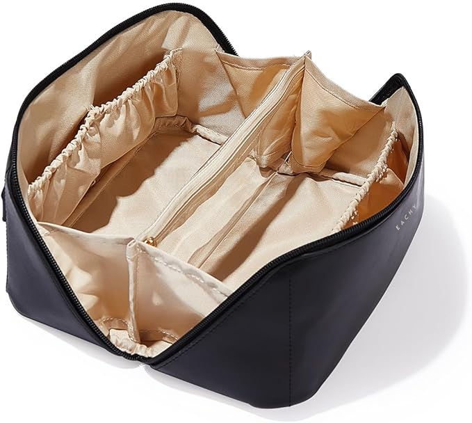 EACHY Travel Makeup Bag,Large Capacity Cosmetic Bags for Women,Waterproof Portable Pouch Open Flat Toiletry Bag Pattern Makeup Bag