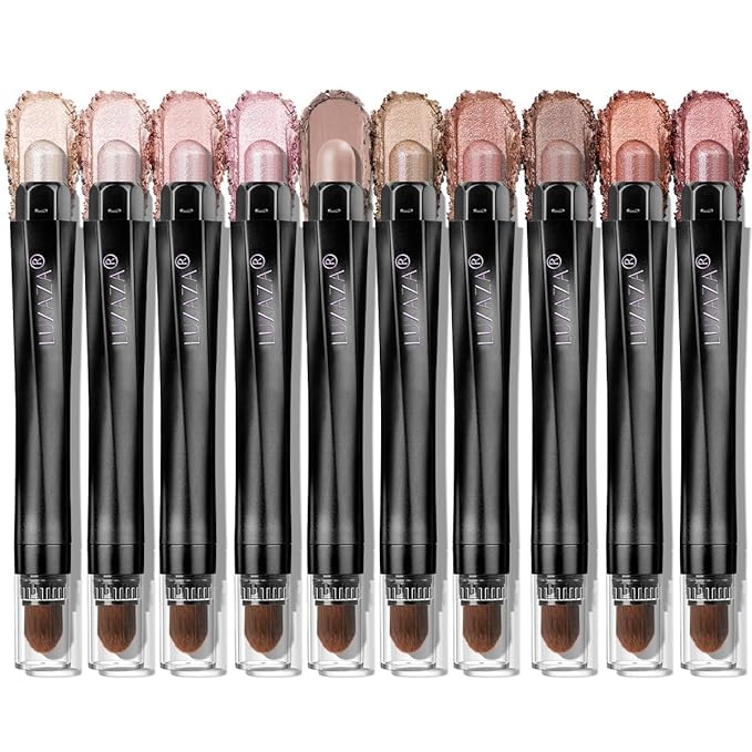10PCS Eyeshadow Stick,Shimmer And Matte Brown Metallic Cream Eyeshadow Pencil Crayon with Smudge-proof & Waterproof, Eye Brightener Stick, Ideal Gift for Women- Love's Gifts