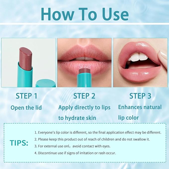 Lip Tint Hydrating, Moisturizing Lip Oil Balm, Long Lasting Waterproof Lip Gloss Non-Stick Cup Lipstick Set, Natural Ingredients Strong Moisturizing Lipstick (Clear Shimmer)