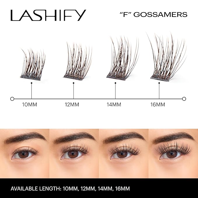 Lashify Fluffy 14mm Gossamer DIY Eyelash Extensions Refill, Truffle Color, Easy False Lashes To Add Fullness and Dimension