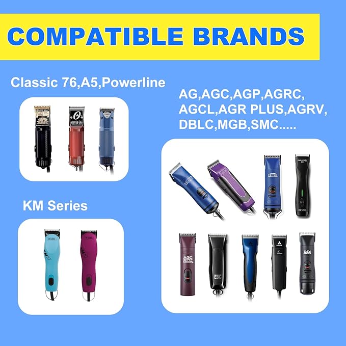 Docal Detachable Clipper Ceramic Blades 10#/30#/40#/3FC/4FC/5FC/7FC Silver, Dog Grooming Clipper Replacement Blades Compatible with KM Series Clippers, Most A5, Cut Length 0.25mm to 13mm, 7 Packs