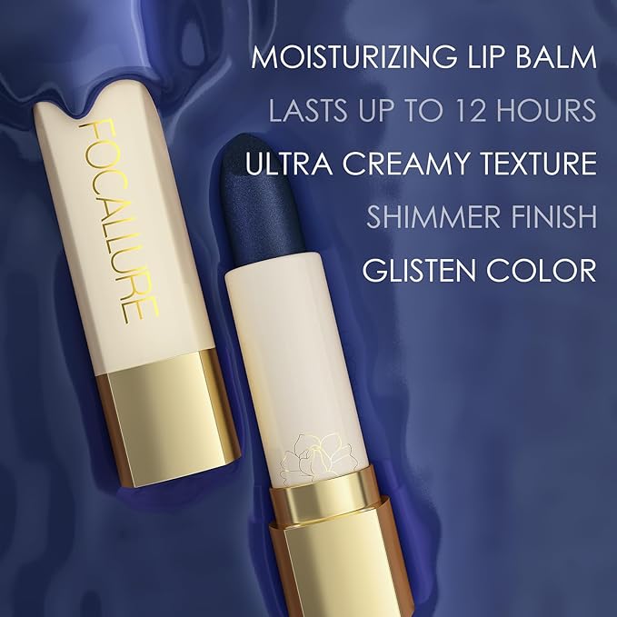 FOCALLURE Moisturizing Shiny Lipstick,Pearl Shimmery Finish,Hydrating Tinted Lip Balm with Creamy Texture,Long Lasting High Pigmented Lip Stain,Night Song