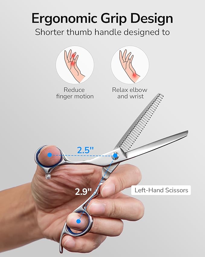 ULG Left-Handed Hair Thinning Scissors, Thinning Shear for Hair Cutting 6.5 inch Professional Barber Scissors Salon Texturizing Shears Made of Japanese Stainless Steel
