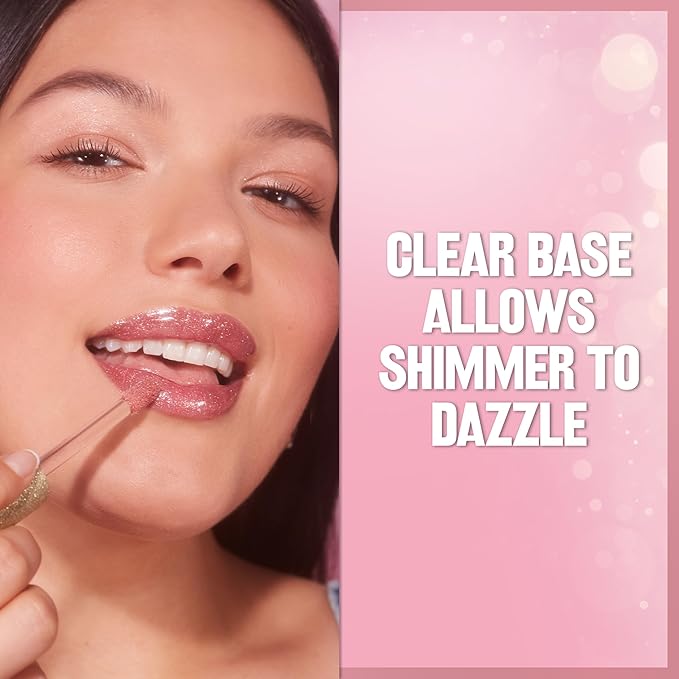 REVLON Super Lustrous Glimmer Gloss, Non-Sticky Lip Gloss, High-Shine Finish, Plant-Based Glitter, 007 Haute Honey, 0.13 fl oz