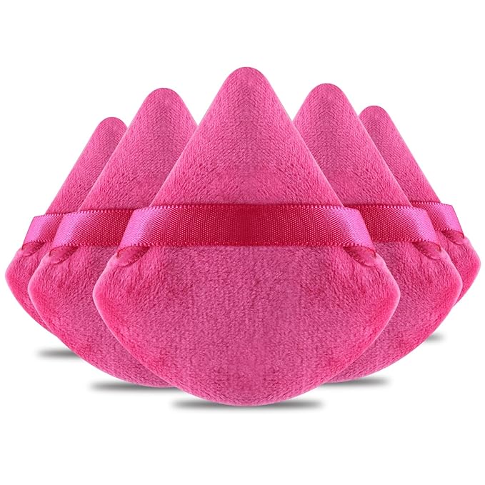 Powder Puffs Daubigny 6 Pieces Powder Puff Face Soft Triangle Makeup Puff for Loose Powder Mineral Powder Body Powder Velour Cosmetic Foundation Blender Sponge Beauty Makeup Tools(Rose Red)