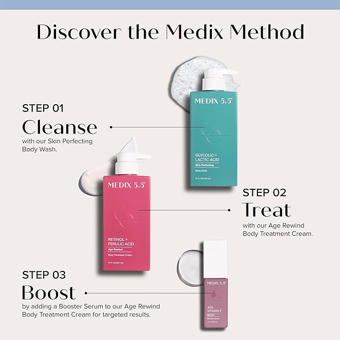 Medix 5.5 Retinol Cream + Collagen Cream Skincare Set Moisturizer Body & Face Lotion | Firming Body Lotion Set Reduces Look Of Sagging Skin, Cellulite, Sun Damage & Crepey Skin For Women, 2PC Bundle