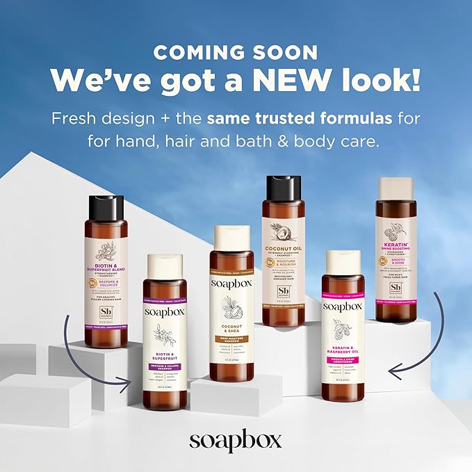 Soapbox Shampoo and Conditioner Set with Coconut Oil, Jojoba Oil, Aloe and Shea Butter to Moisturize and Nourish for All Hair Types, 1 Liter Each (Pack of 2)