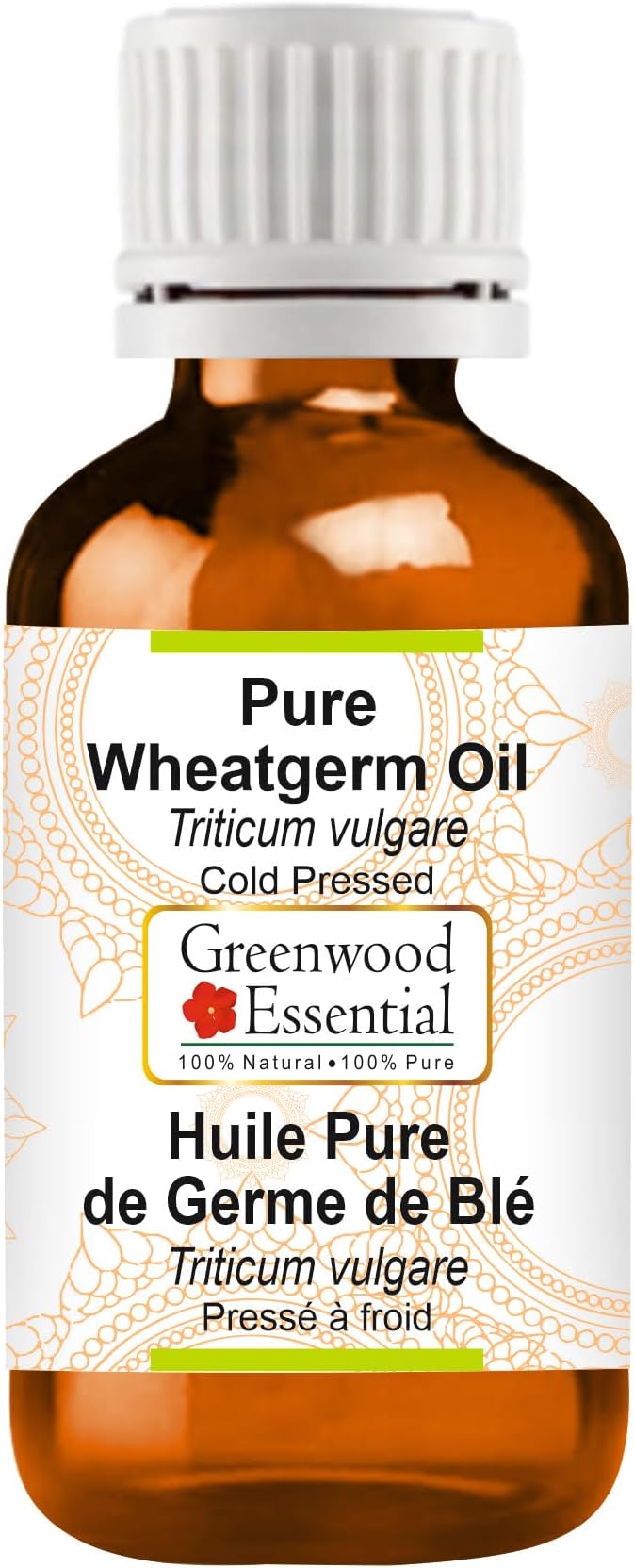Greenwood Essential Wheatgerm Oil (Triticum vulgare) | Cold Pressed | Natural | Undiluted | For Diluting Essential Oils | For Skin & Massage | Men & Women | 30ml (1 oz)