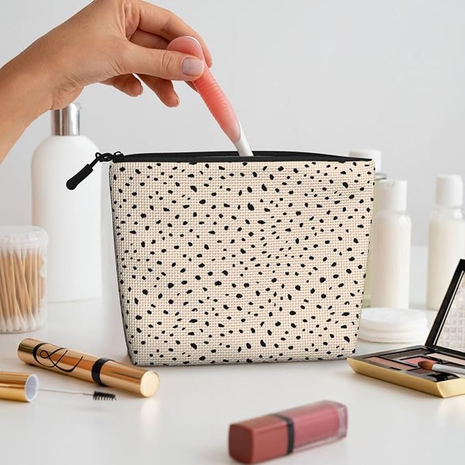 MOLAIGIN Cool Leopard White Cheetah Print Cosmetic Bag For Women, Travel Makeup Bag, Toiletry Zipper Bag, Large Capacity Aesthetic Cases