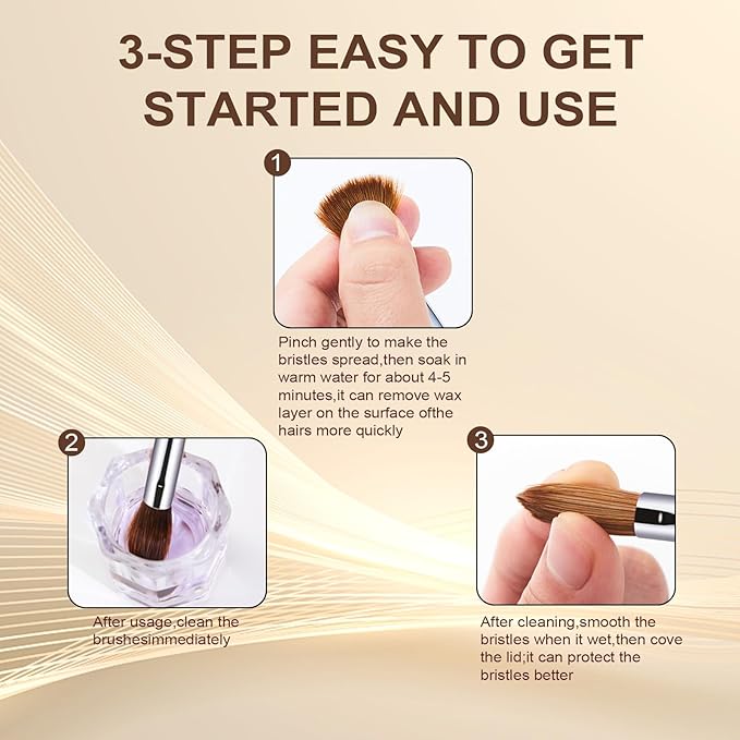 Acrylic Nail Art Brush Size 20, 100% Pure Kolinsky Hair Oval Nail Brush for Acrylic Application, Professional Nail Extension Manicure Tool Striping Nail Drawing Pen for DIY Home Salon