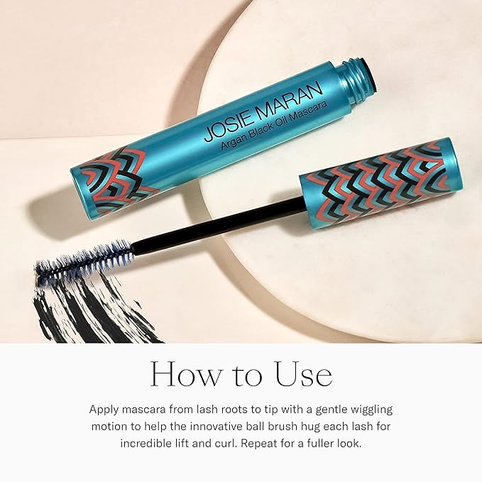 Josie Maran 3-Piece Color Makeup Kit - Argan Oil-Based Makeup Balm for Lips, Cheeks and Eyes, Hyaluronic Acid Lip Plumper & Argan Black Mascara (3 Piece Set)