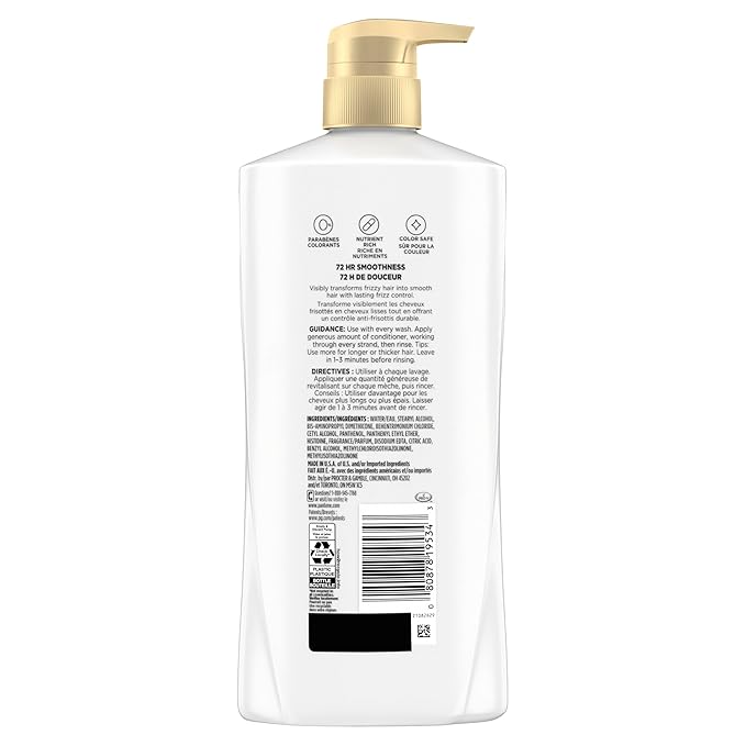 Pantene Shampoo & Conditioner Set, Smooth and Sleek - Frizz Control with Antioxidants, Nourishing for All Hair Types - Curly, Dry, Color-Treated, 52.8 Oz Total + Miracle Rescue Shot (0.5 Oz)