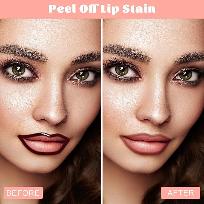 Lip Stain - Peel Off Lip Liner, Long Lasting Lip Liner with Matte Finish, Waterproof & Transfer Proof Lip Gloss, Non-Stick Cup & Highly Pigmented Color, Easy to Use for All Skin Types (Nude Pink)