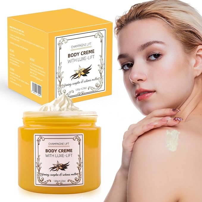 Champagne Body Creme, Champagne Lift Body Creme with Firming Complex & Pink Pepperslim, Deep Hydration & Smoothing Body Cream, Firms & Lifts Arms & Legs, Hydrates Dry Skin, Vanilla Scent