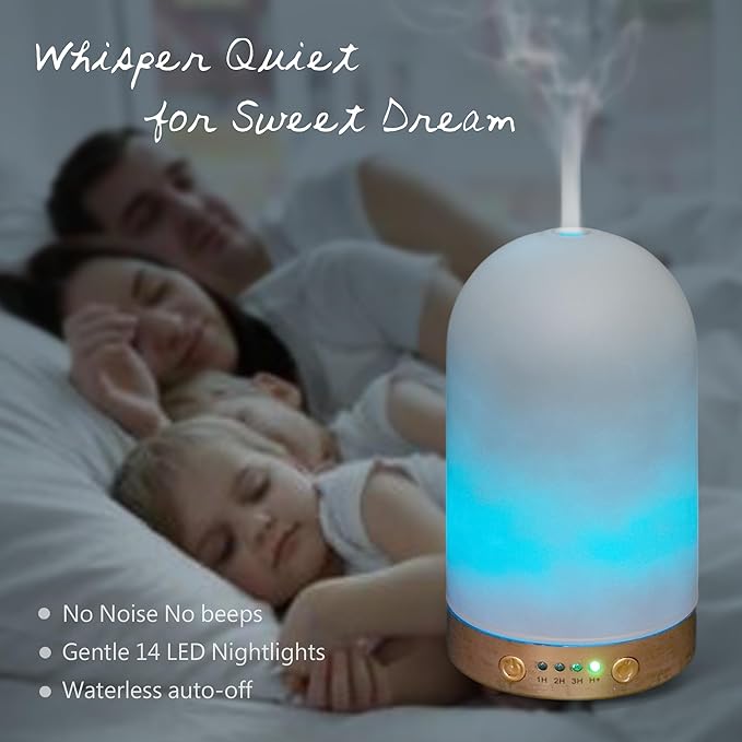 Earnest Living Essential Oil Diffusers for Essential Oils 100 ml Ultrasonic Diffusers 4 Timers Night Lights and Auto Off Function Home Office Aromatherapy Diffusers for Essential Oils