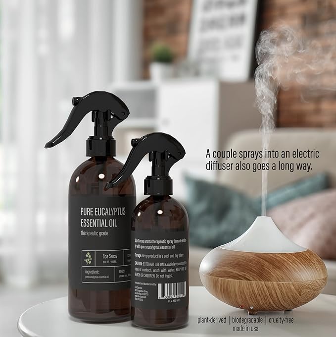 Pure Eucalyptus Oil Shower Mist and Steam Room Spray - Room Spray and Eucalyptus Spray for Shower - Premium Aromatherapy Eucalyptus Essential Oil Spray - 8 Ounce, 2 Pack