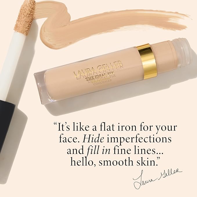 LAURA GELLER NEW YORK The Ideal Fix Concealer - Porcelain - Buildable Medium to Full Coverage Liquid Concealer - Covers Under Eye Dark Circles & Blemishes - Long-Lasting