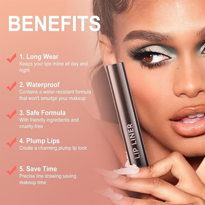 OETUIOW Lip Stain Peel Off, Lip Liner Moisturizing Long-Lasting & Waterproof, Transfer Proof & Plumping, Non-Stick Cup, 2PCS Rose