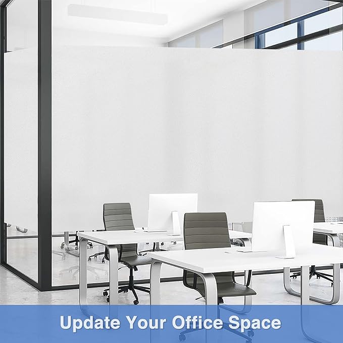 Volcanics Frosted Glass Window Privacy Film, Removable Static Cling Bathroom Window Film, Heat Control UV Blocking, Peep-Proof, Ideal for Home Office 35.4 x 78.7 Inches
