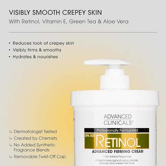Advanced Clinicals Unscented Retinol Body Lotion & Face Moisturizer + Coconut Oil Body Cream For Women & Men | 2PC Skincare Set Helps Reduce Appearance Of Crepey Skin + Irritated Dry Skin, 2pc Set