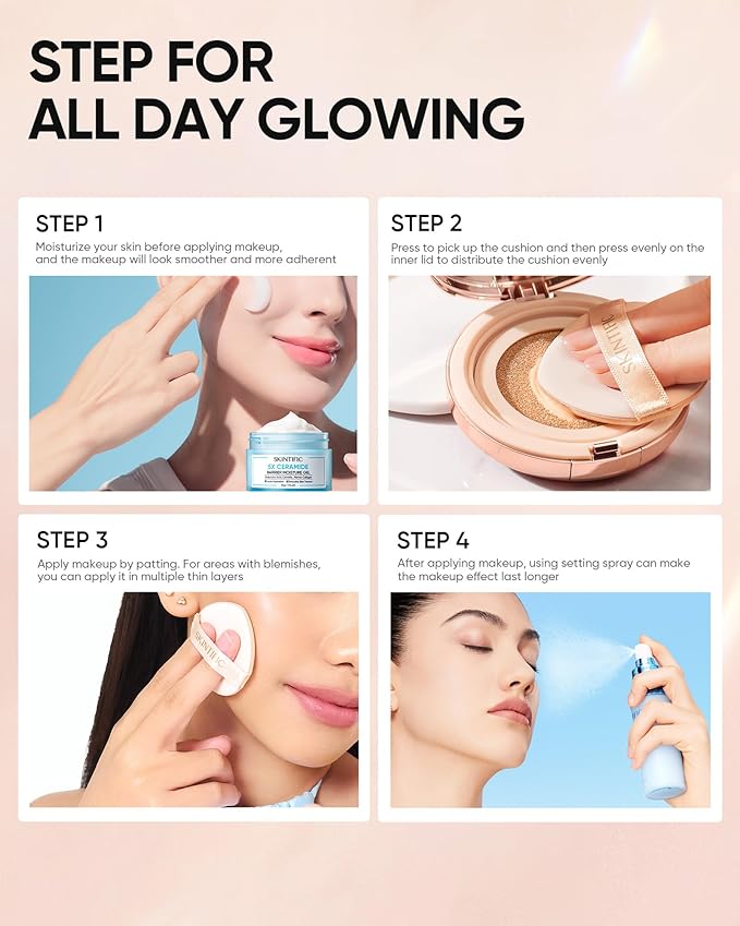 Full Coverage Cushion Foundation, Weightless, Skin Fit, Satin Glow Finish, Oil-Control Waterproof Foundation, Sweatproof Flawless,Korean Makeup,Tattoo Cover Up, Buildable(#00N Natural Porcelain)