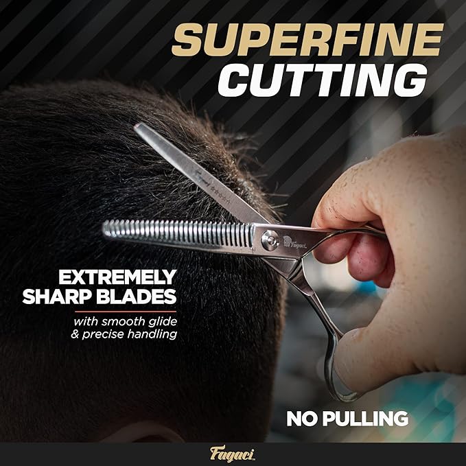 Fagaci Professional Thinning Shears & Hair Trimmer Set 6" Extremely Sharp, 440C Steel Thinning Scissors Extremely Sharp, Hair Scissors & Hair Edger T-Blades