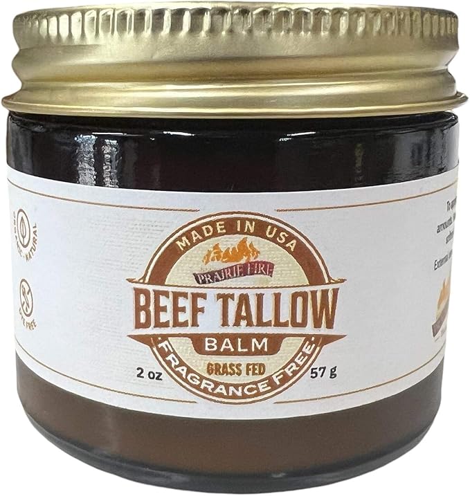 Grass Fed Beef Tallow Balm - 2 oz - Grown and Made in USA - Organic Grass Fed and Finished Tallow - Moisturizing Skin Care Orange