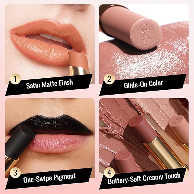 Oulac Color Rich Satin Lipstick - Pink Brown Full Coverage Lip Color, Creamy Silky-Smooth, Moisturizing, Satin Matte Finish, Infused With Shea Butter, Vegan & Clean Beauty, 4g, SG11 Breathtaking