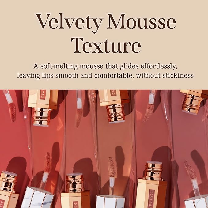 DEARDAHLIA Paradise Dream Velvet Lip Mousse (Marmalade) - Vegan Soft-Matte Lip Tint with Lightweight, Buildable, Long-Lasting Color, Whipped Mousse Texture. Cruelty-Free. 0.21 Fl oz