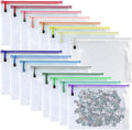 Oaimyy-16 PCS-6" x 8" Inch -Mesh Zipper Pouch, Plastic Zip File Folders Puzzle Bags for Organizing,Office Supplies,Travel,Home Storage-Multicolor