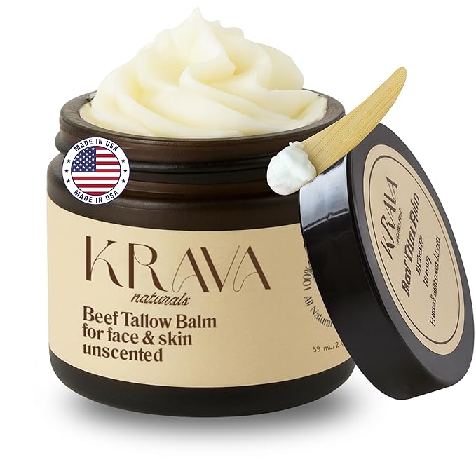 Beef Tallow for Skin, Beef Tallow for Face, Whipped Tallow Balm, Beef Tallow Moisturizer - Tallow Face Moisturizer, Tallow Cream | 100% Grass Fed, Unscented, 2 oz