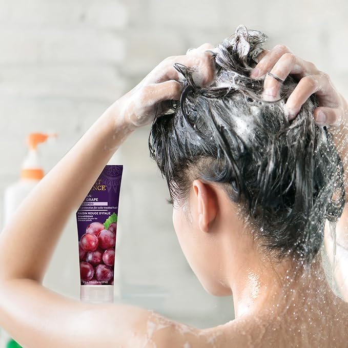 Desert Essence, Italian Red Grape Shampoo, 8.0 fl. Oz. - Gluten Free - Vegan - Cruelty Free - Moisturizing Shampoo - UV Protection - Color Treated Hair