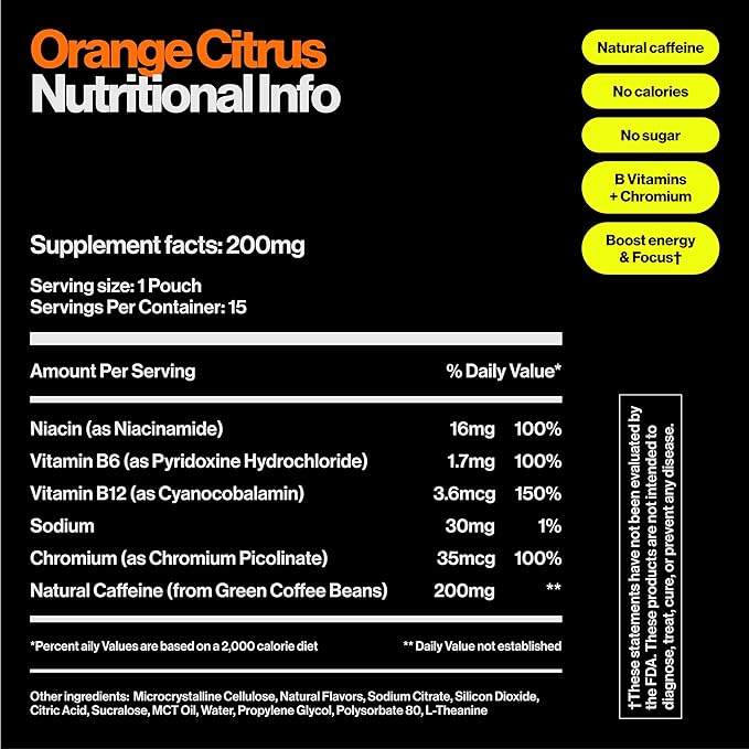 Wip Energy Pouches | 200mg Natural Caffeine | Vitamins and Minerals | 4 Pack Assorted: Sour Cherry, Mint, Orange Citrus, Strawberry Kiwi