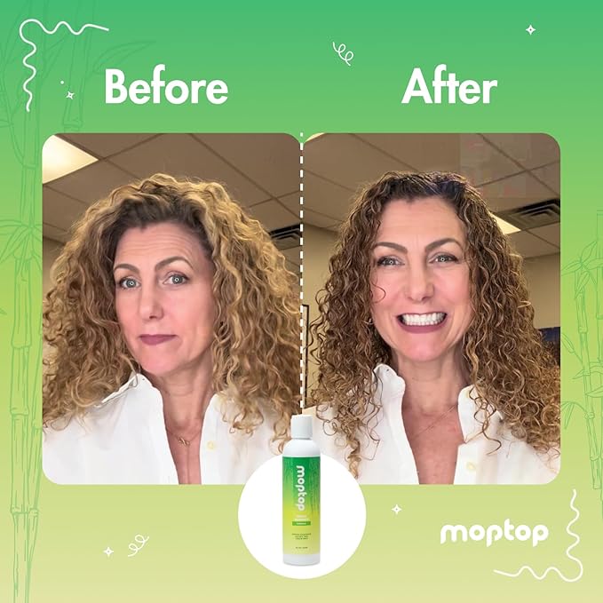 MopTop Gentle Shampoo – Every Day Curly Hair Sulfate Free Shampoo, Improves Moisture & Reduces Frizz, Paraben Free Natural Hair Products for Straight, Wavy, Curly, Coily Texture (Bamboo, 8oz)
