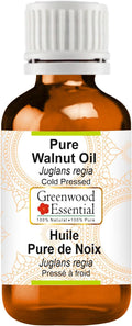 Greenwood Essential Walnut Oil (Juglans regia) | Cold Pressed | Natural | Undiluted | For Diluting Essential Oils | For Skin & Massage | Men & Women | 15ml (0.50 oz)