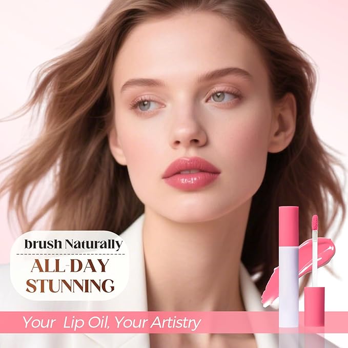 Lips Staining Lip Oil, 2025 Upgrade Lips Staining Long-Lasting Moisturizing Lip Oil Both an Oil and a Stain, Dynamic Finish Lip Tint Lips Oil Glossy Creamy Texture for Girl and Women (FIG)
