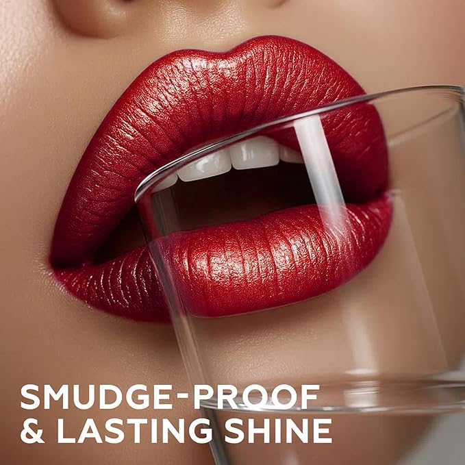 FOCALLURE Metallic Liquid Lipstick,Non Stick Cup Lip Gloss,High Impact Lip Color with Transfer-proof Wear,Long Lasting & Waterproof Lipstick Makeup for Women,RD05 CHERRY BERRY