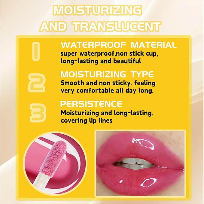 Super Lustrous Lip Oil, Non-Sticky, Hydrating, Hypoallergenic, Waterproof, High Shine Finish (04# Sheer Pink)